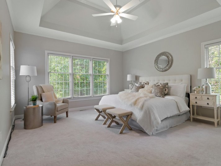 Traditional bedroom with a cozy soft carpet floor by Cost Plus 20